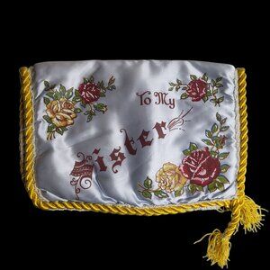 Vtg Satin Lingerie Hosiery Bag Souvenir of San Francisco California Sister Motto